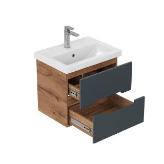 Тумба под раковину подвесная Onika Айленд 106163 60 см графит/дуб крафт золотой